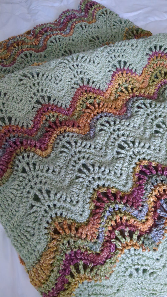 Hand crocheted Afghan lap blanket