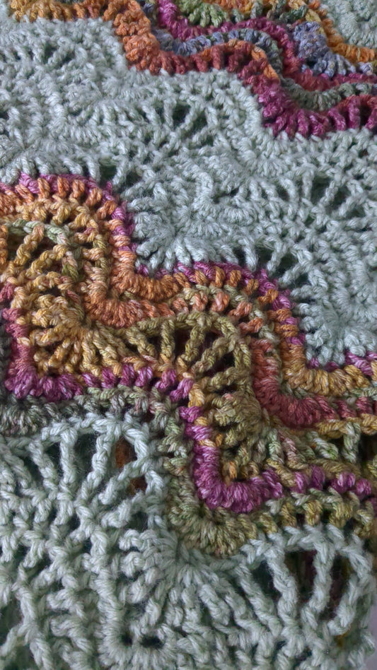 Hand crocheted Afghan lap blanket